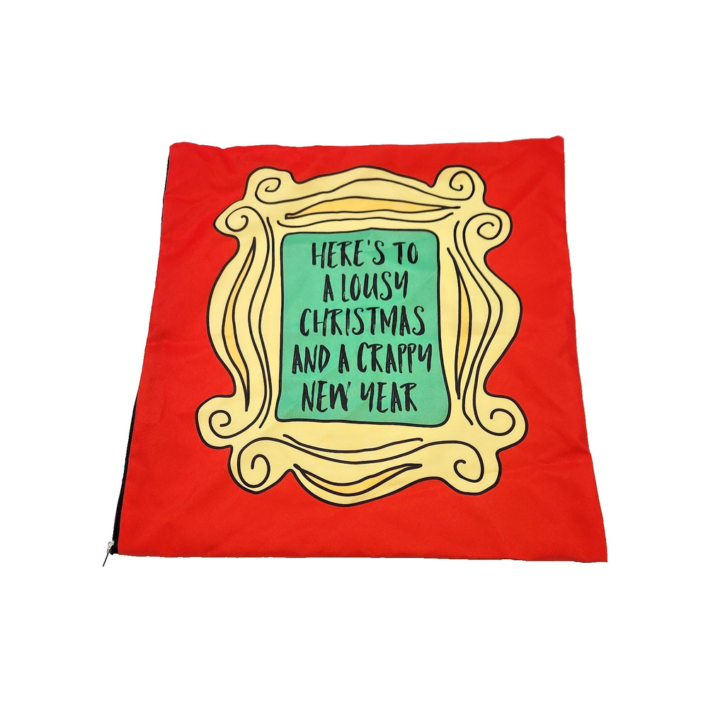 FRIENDS TV Show "Lousy Christmas-Crappy New Year" Square Pillowcase Cover 18"